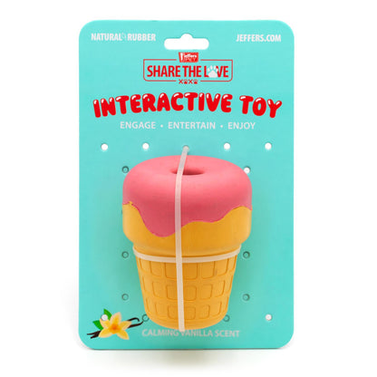 Jeffers Ice Cream Cone Natural Rubber Stuffable Treat Dispensing Dental Dog Chew Toy
