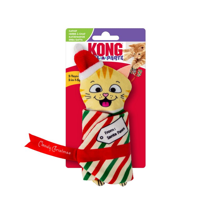 KONG Holiday Plush Pull-A-Partz™ Present Cat Toy, Assorted Colors