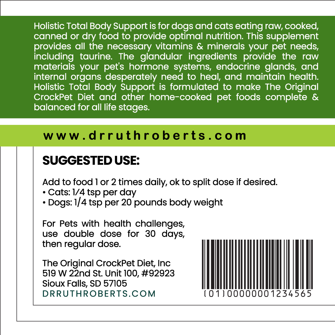 Holistic Total Body Support Multivitamin Glandular Support For Dogs And Cats