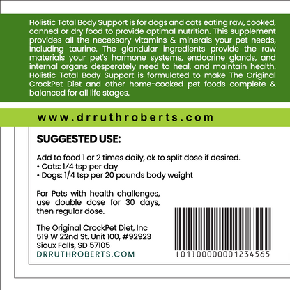 Holistic Total Body Support Multivitamin Glandular Support For Dogs And Cats