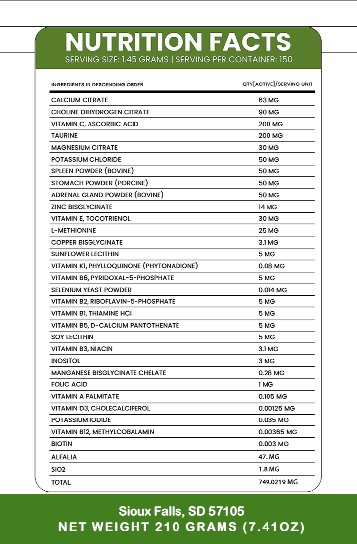 Holistic Total Body Support Multivitamin Glandular Support For Dogs And Cats