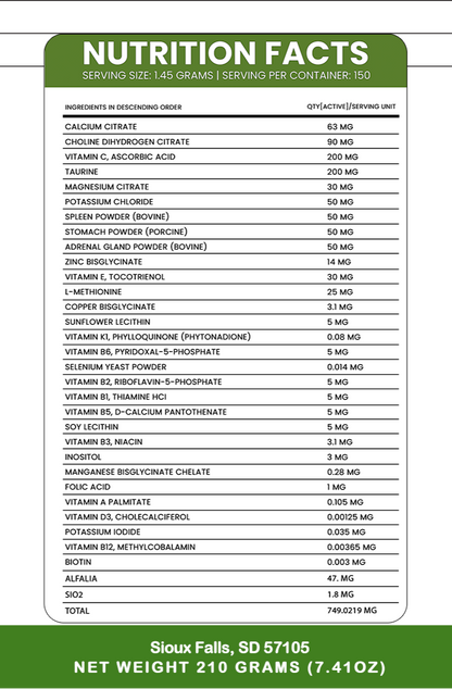Holistic Total Body Support Multivitamin Glandular Support For Dogs And Cats