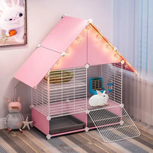 Choowin 2 Story Small Rabbit Cage Bunny Hutch Guinea Pig Cage Small Animals Cage Metal Wire Netting Villa With Pull Out Tray Indoor Habitat Cage For Ferret Chinchilla Hedgehog Pink