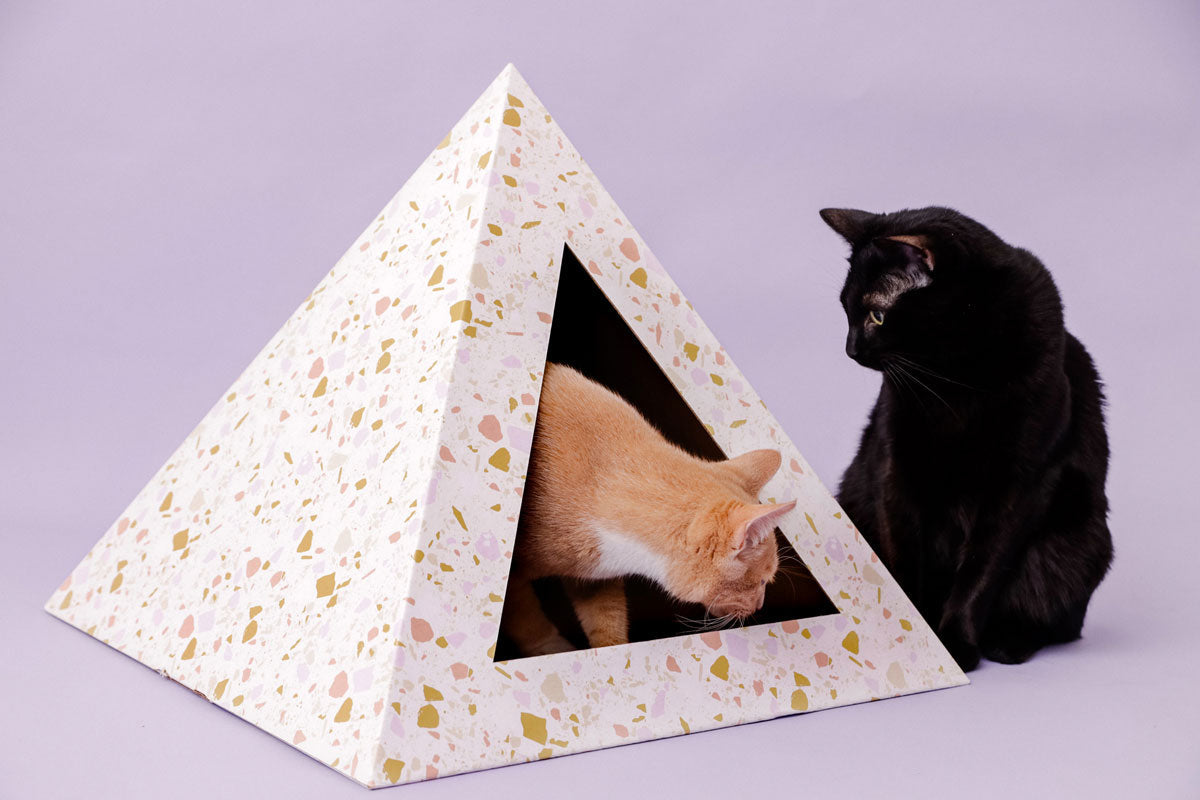 Terrazzo Cardboard Cat Pyramid