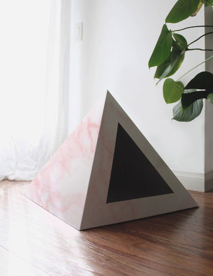 Rose Quartz Cardboard Cat Pyramid