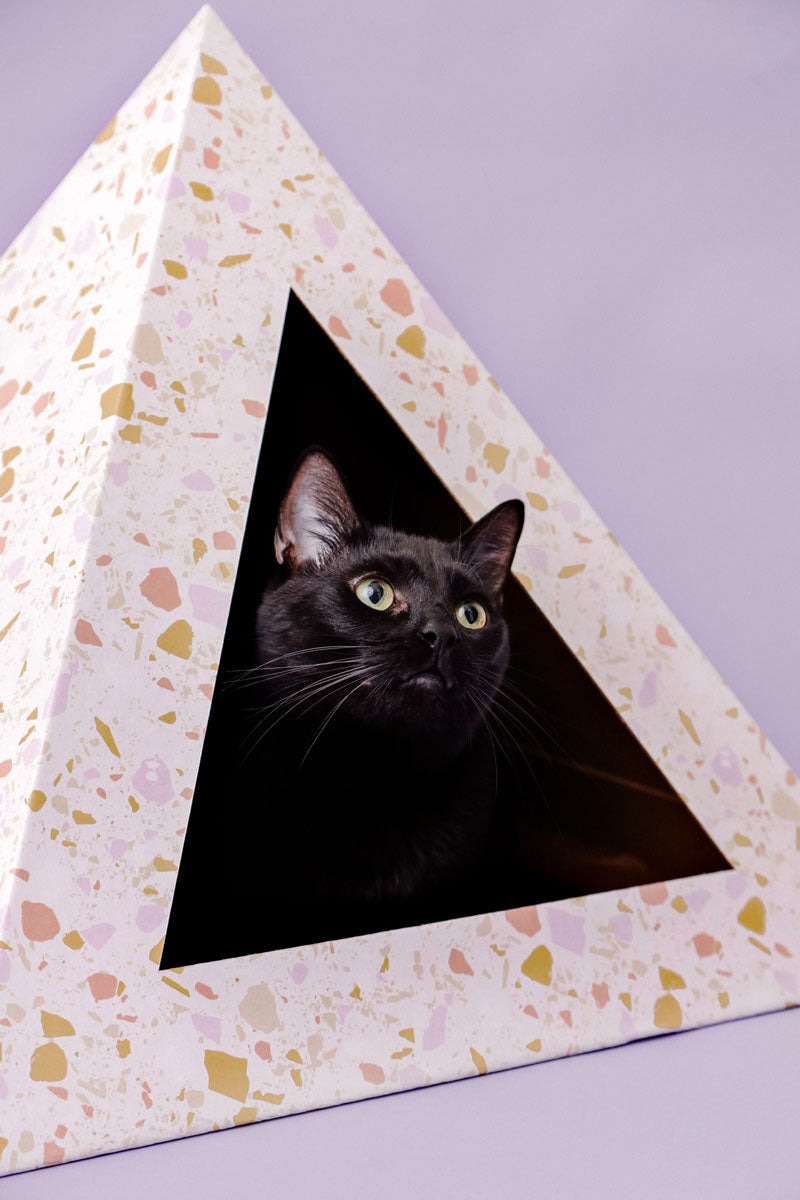 Terrazzo Cardboard Cat Pyramid
