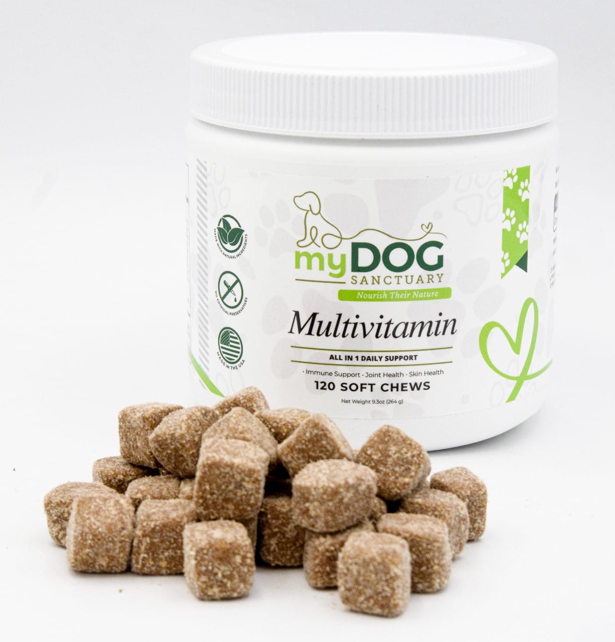 Sanctuary Strength Daily Multivitamin Chews for dog vitality and immunity boost