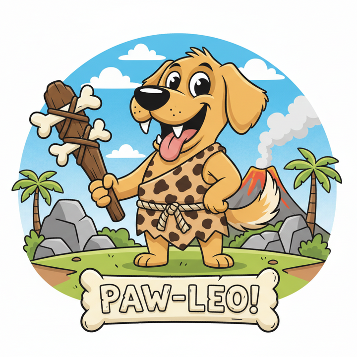 paleo caveman dog cartoon