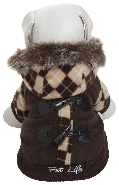 Pet Life ® 'Aygyle Style' 3M Insulated Designer Patterned Suede Dog Coat w/ Removable Hood