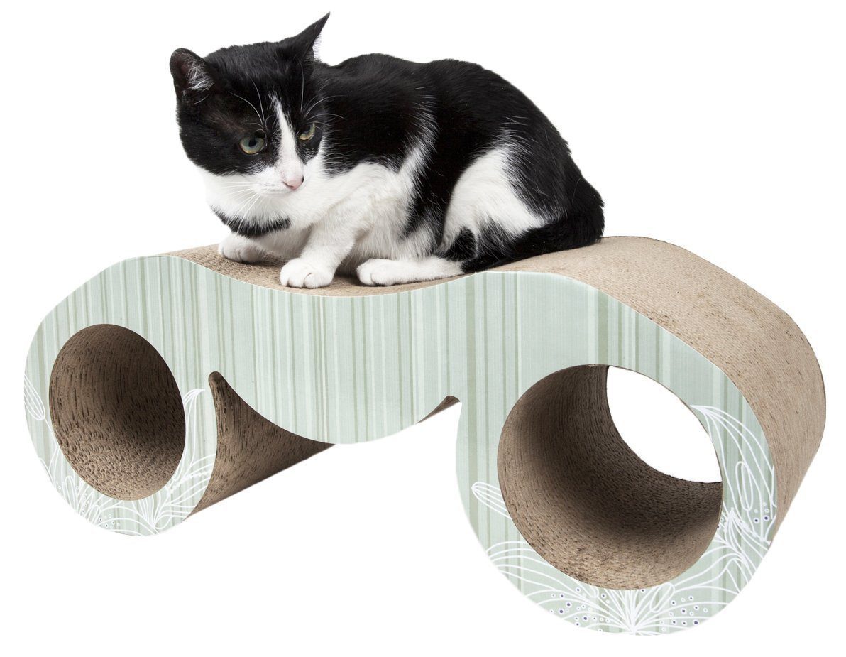 Pet Life ® Binocular Premium Quality Kitty Cat Scratcher Lounger Lounge With Catnip