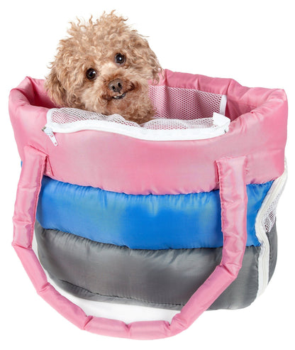 Pet Life ® 'Bubble-Poly' Tri-Colored Winter Insulated Fashion Designer Pet Dog Carrier