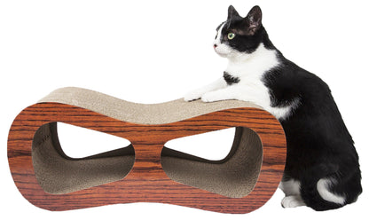 Pet Life ® Cat Eyed Contoured Designer Premium Quality Kitty Cat Scratcher Lounger With Catnip