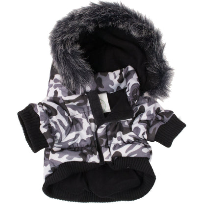 Pet Life ® Classic Metallic Fashion 3M Insulated Dog Coat Parka  w/ Removable Hood