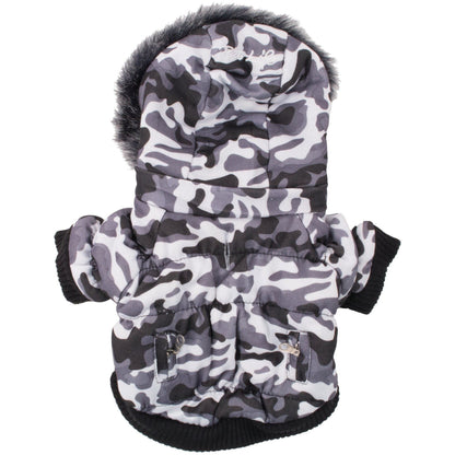 Pet Life ® Classic Metallic Fashion 3M Insulated Dog Coat Parka  w/ Removable Hood