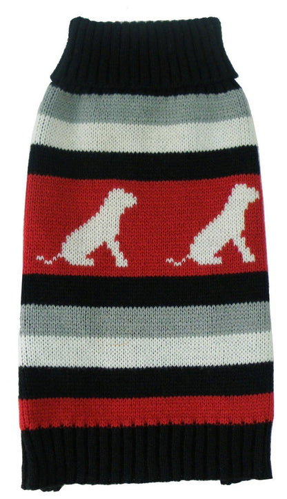 Pet Life ® Dog Patterned Fashion Striped Ribbed Turtle Neck Dog Sweater