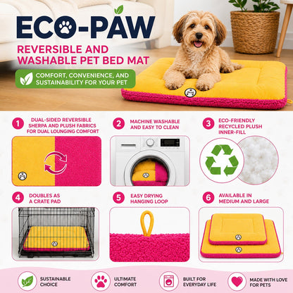 Pet Life ® 'Eco-Paw' Reversible Eco-Friendly Recyclabled Polyfill Fashion Designer Pet Dog Bed Mat Lounge