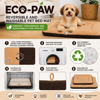 Pet Life ® 'Eco-Paw' Reversible Eco-Friendly Recyclabled Polyfill Fashion Designer Pet Dog Bed Mat Lounge