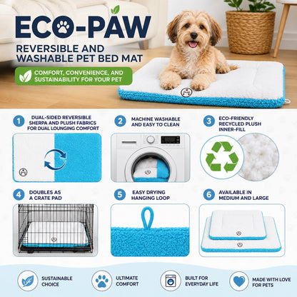 Pet Life ® 'Eco-Paw' Reversible Eco-Friendly Recyclabled Polyfill Fashion Designer Pet Dog Bed Mat Lounge