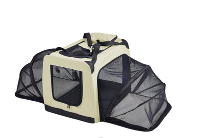 Pet Life ®  'Hounda Accordion' Metal Framed Soft-Folding Collapsible Dual-Sided Expandable Pet Dog Crate