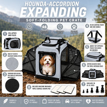 Pet Life ®  'Hounda Accordion' Metal Framed Soft-Folding Collapsible Dual-Sided Expandable Pet Dog Crate