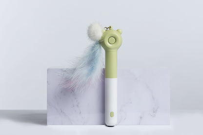 Pet Life ® 'KITIQUE" 3-in-1 Retractable and Extendable Feathered and Laser Wand Kitty Cat Teaser