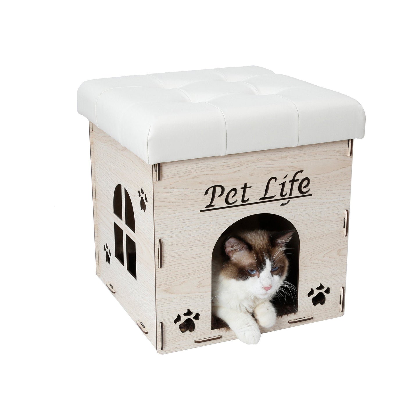 Pet Life ® Kitty Kallapse Collapsible Folding Kitty Cat House Tree Bed Ottoman Bench Furniture