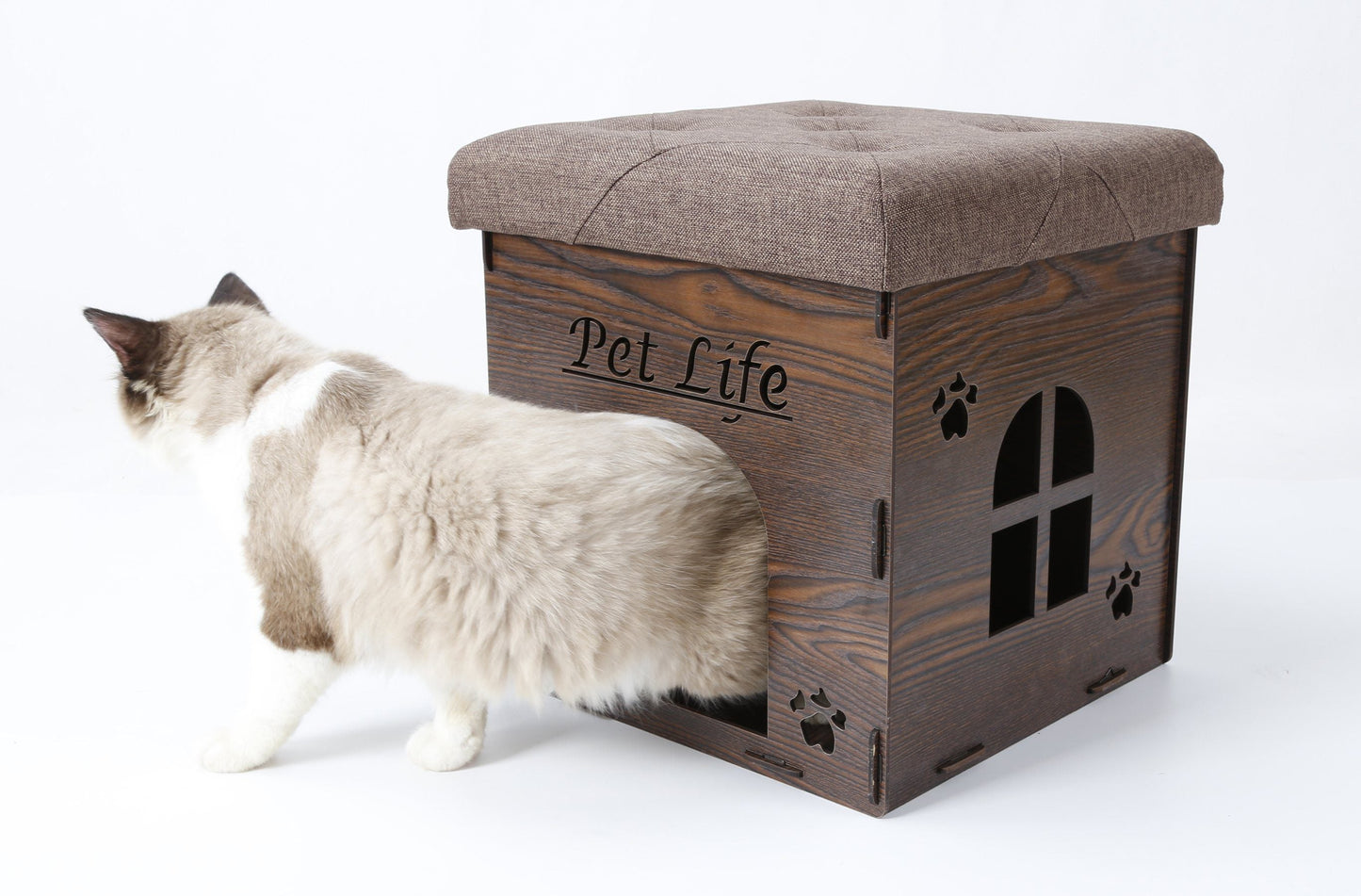Pet Life ® Kitty Kallapse Collapsible Folding Kitty Cat House Tree Bed Ottoman Bench Furniture