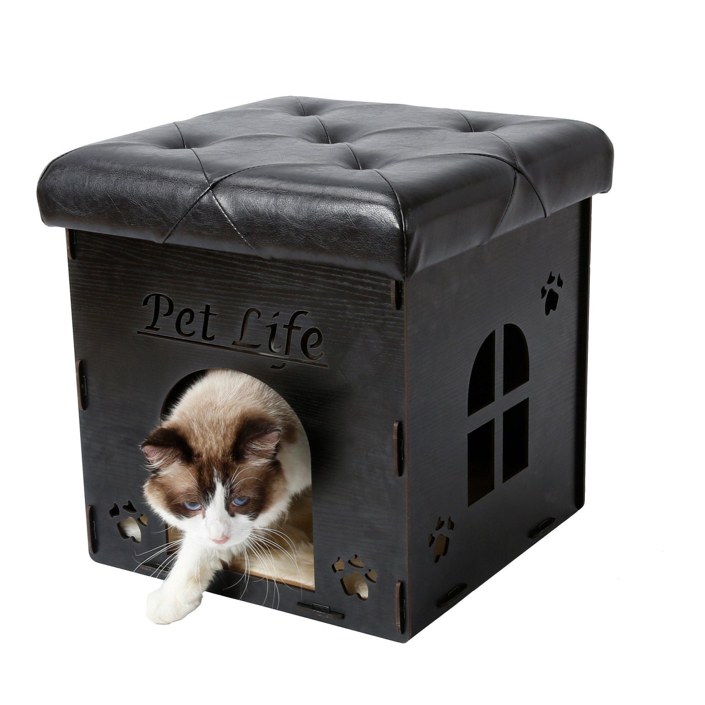 Pet Life ® Kitty Kallapse Collapsible Folding Kitty Cat House Tree Bed Ottoman Bench Furniture