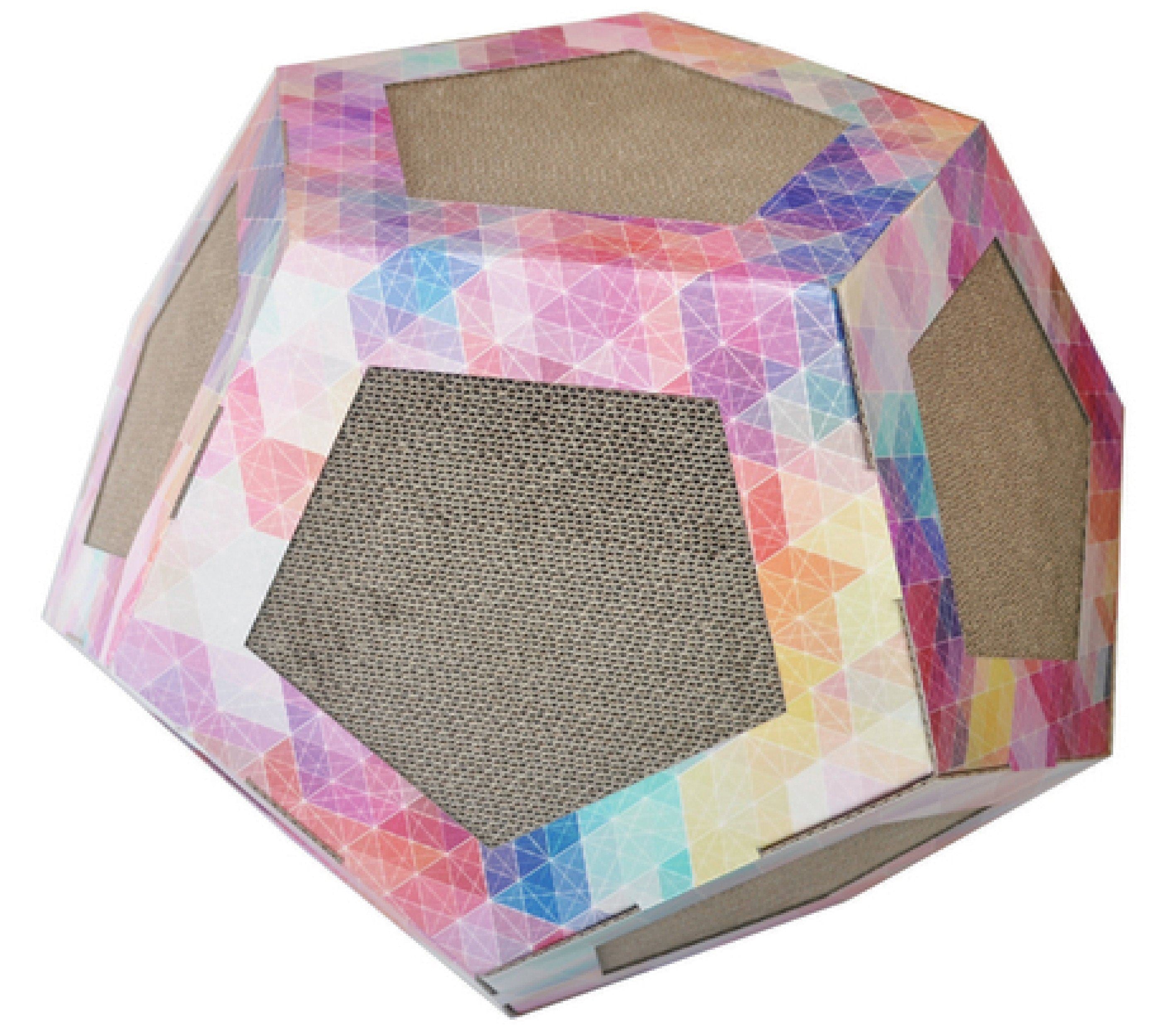 Pet Life ® Octagon Puzzle Designer Premium Quality Kitty Cat Scratcher Lounge Toy House With Catnip