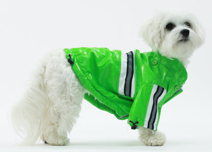 Pet Life ® 'Reflecta-Glow' Reflective Waterproof Adjustable Dog Raincoat Jacket w/ Removable Hood