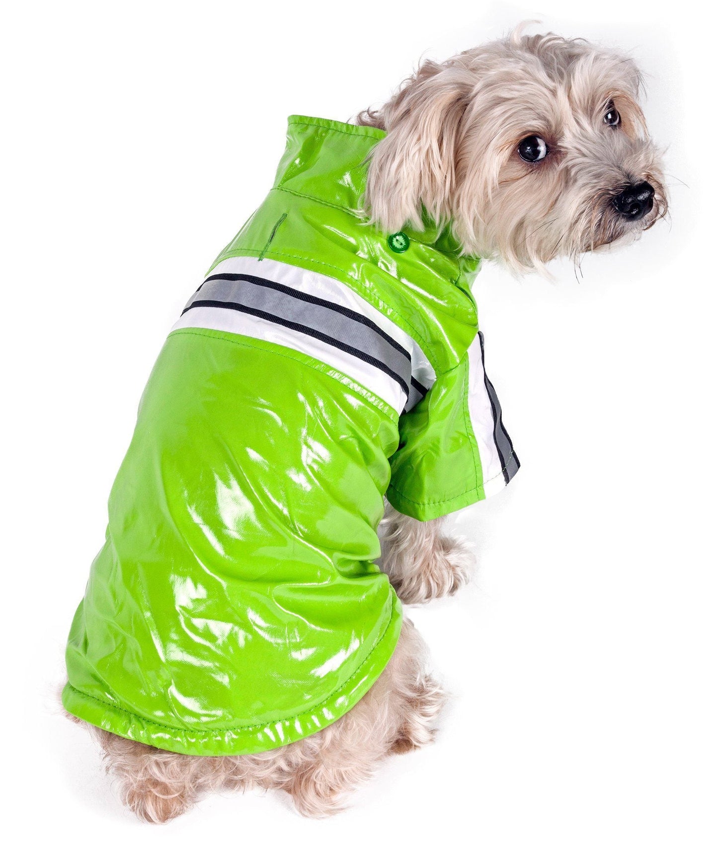 Pet Life ® 'Reflecta-Glow' Reflective Waterproof Adjustable Dog Raincoat Jacket w/ Removable Hood