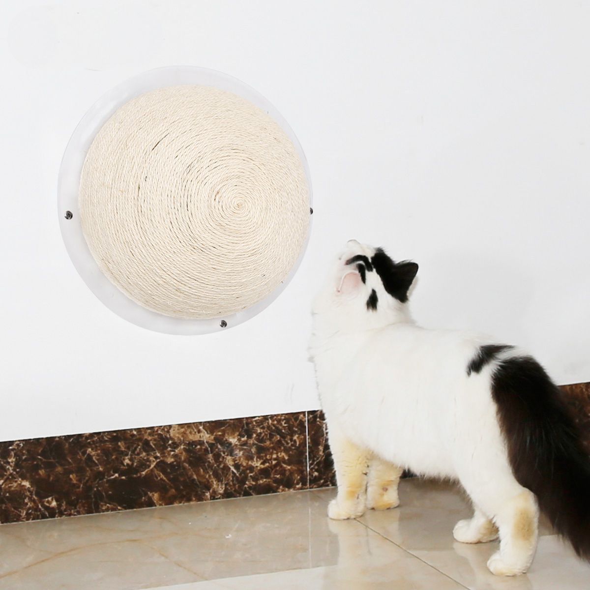 Pet Life ® Stick N Claw Sisal Rope And Toy Suction Cup Circular Cat Scratcher