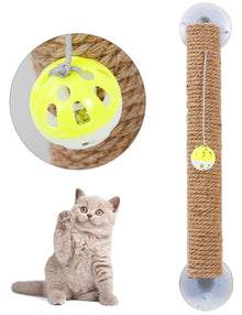 Pet Life ® Stick N Claw Sisal Rope And Toy Suction Cup Stick Shaped Cat Scratcher