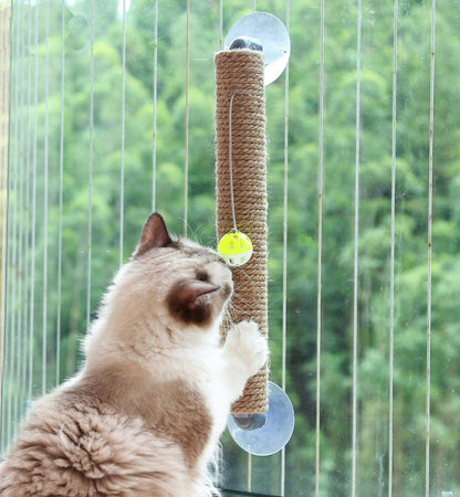 Pet Life ® Stick N Claw Sisal Rope And Toy Suction Cup Stick Shaped Cat Scratcher