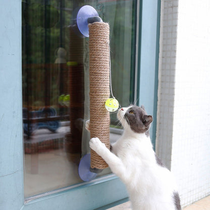 Pet Life ® Stick N Claw Sisal Rope And Toy Suction Cup Stick Shaped Cat Scratcher