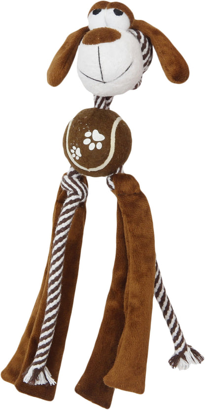 Pet Life ® 'Tennis Pawl' Rope  Squeaker and Crinkle Tennis Dog Toy
