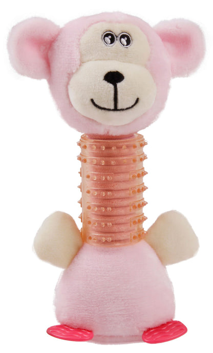 Pet Life ® Totty-Chew' Plush and Rubber Squeaking Newborn Teething Cat and Dog Toy