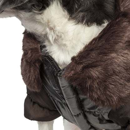 Pet Life ® Track-Collared' Metallic Ultra Fur 3M Insulated Pet Dog Jacket