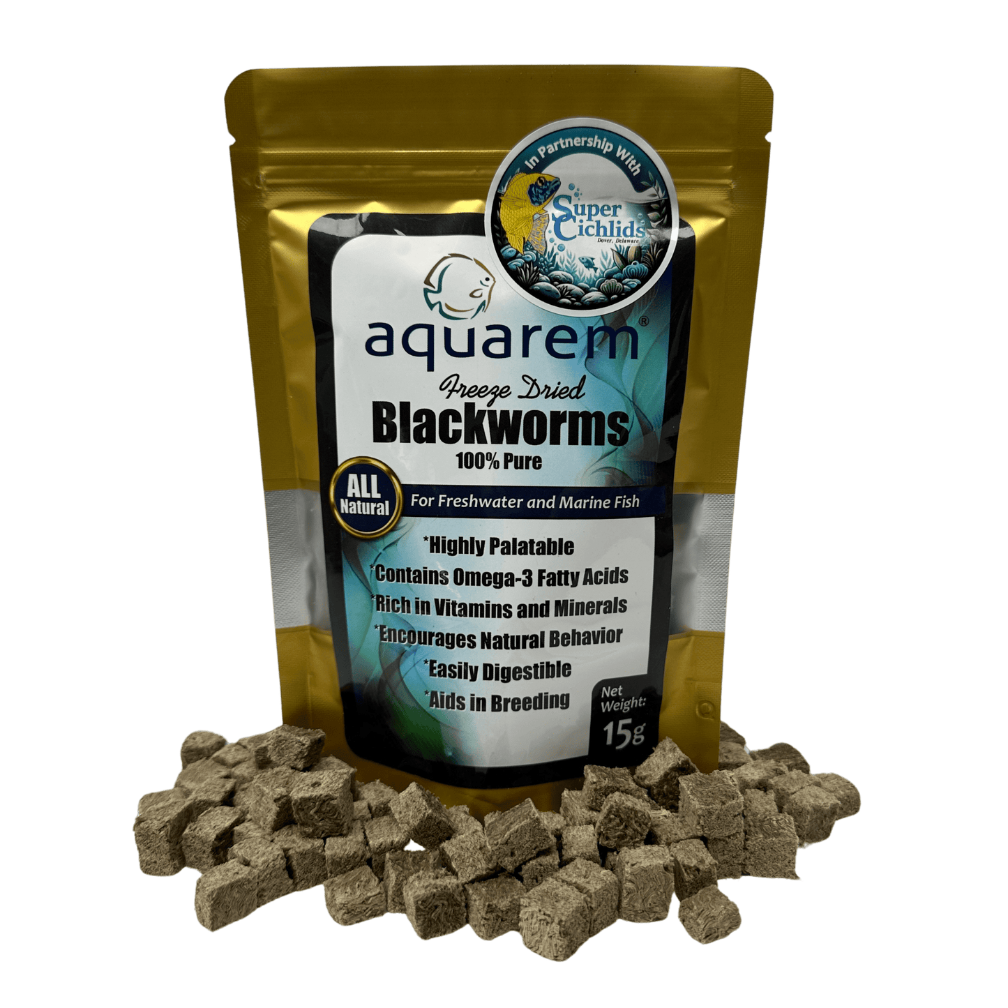 Super Cichlids Freeze Dried Blackworms All Natural High Protein Fish Food