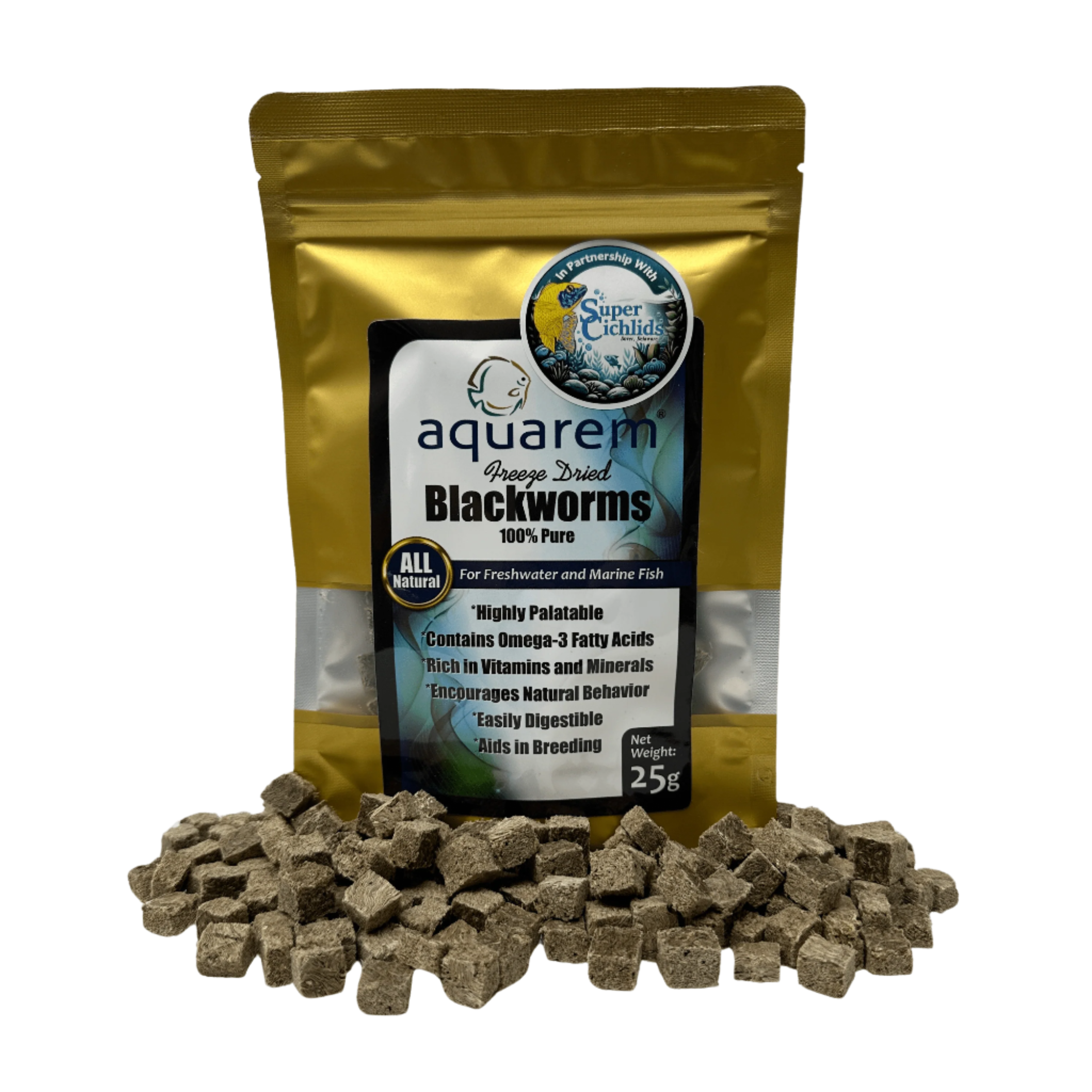 Super Cichlids Freeze Dried Blackworms All Natural High Protein Fish Food