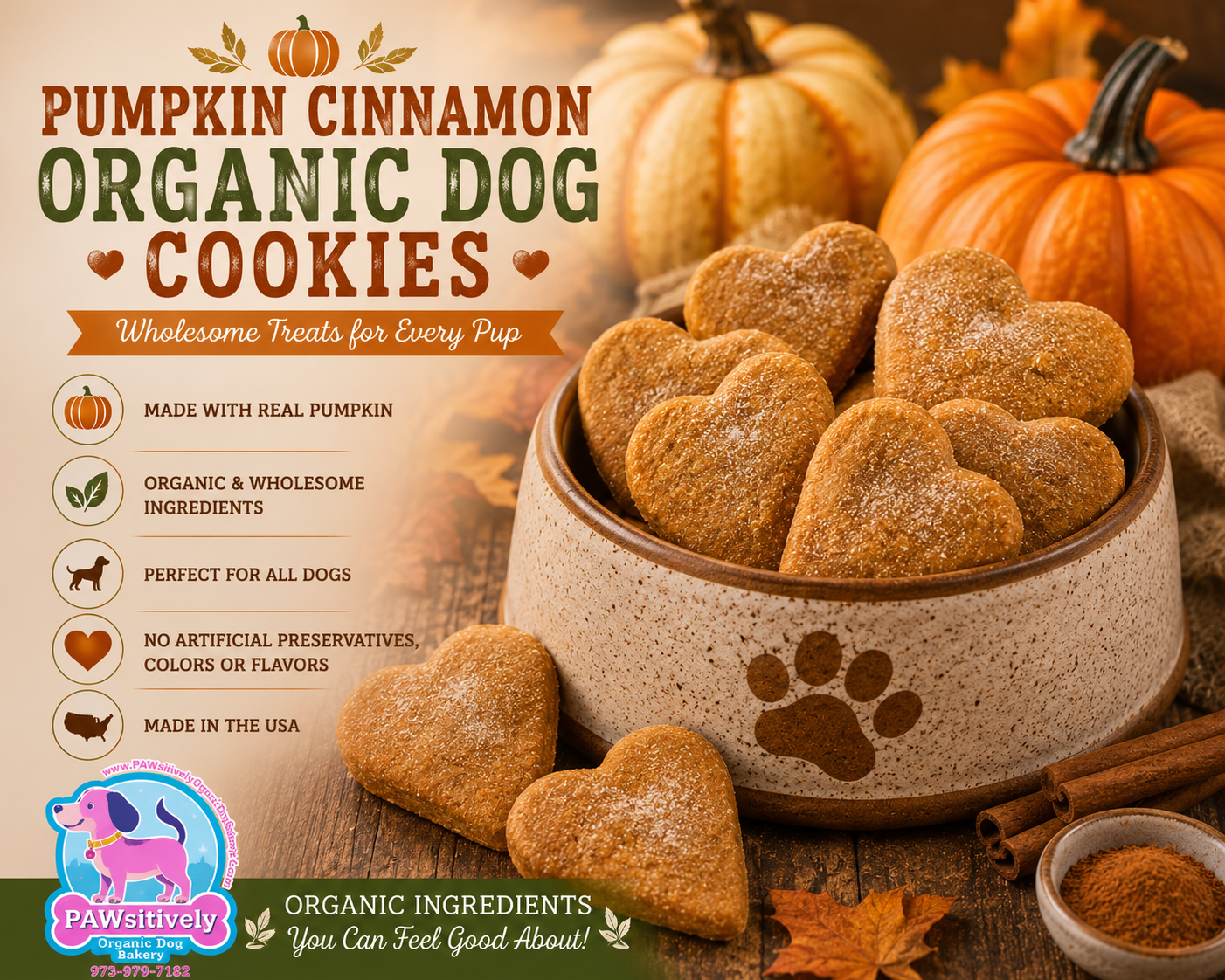 Pumpkin Cinnamon Organic Dog Treats