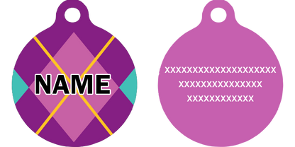 Purple Argyle Plaid HD Dog ID Tag