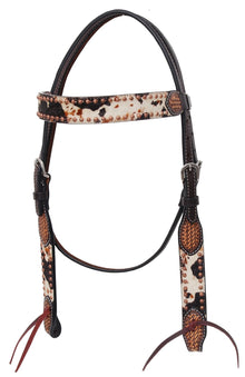 Rafter T Peppered Hide Browband Headstall