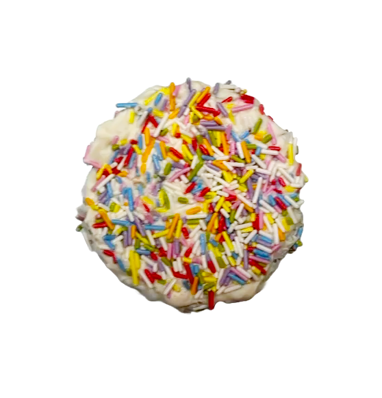 Pawfetti Cakes – Peanut Butter Frosted Rice Cake Dog Treat