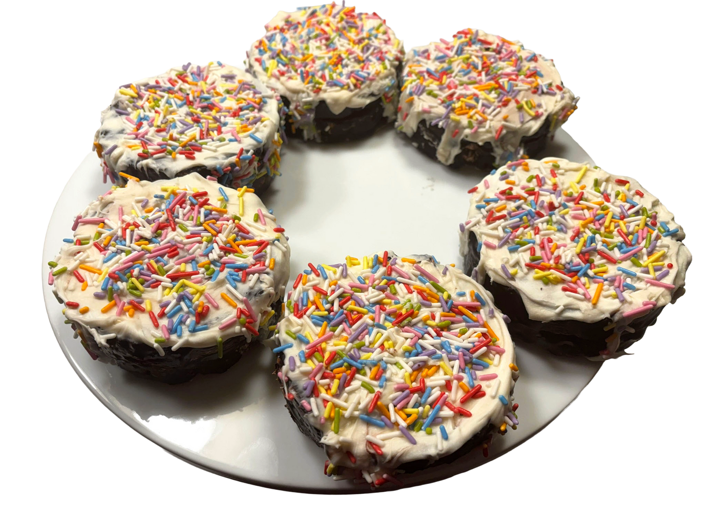 Pawfetti Cakes – Peanut Butter Frosted Rice Cake Dog Treat
