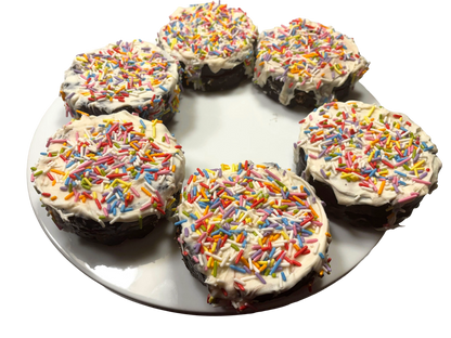 Pawfetti Cakes – Peanut Butter Frosted Rice Cake Dog Treat