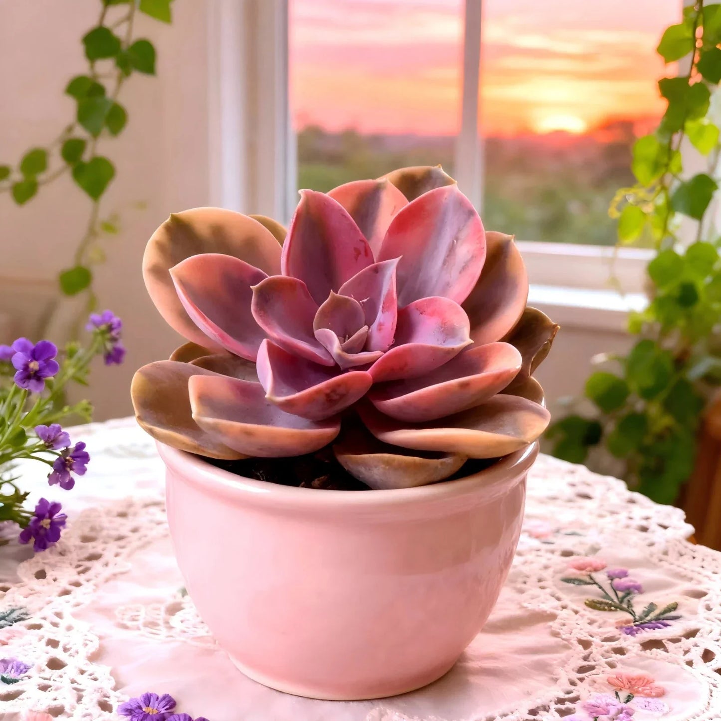 Echeveria Rainbow Variegated Succulent 3" Bare Root Live Plant, Rare Indoor Succulent for Home Decor, Easy-Care Collectible