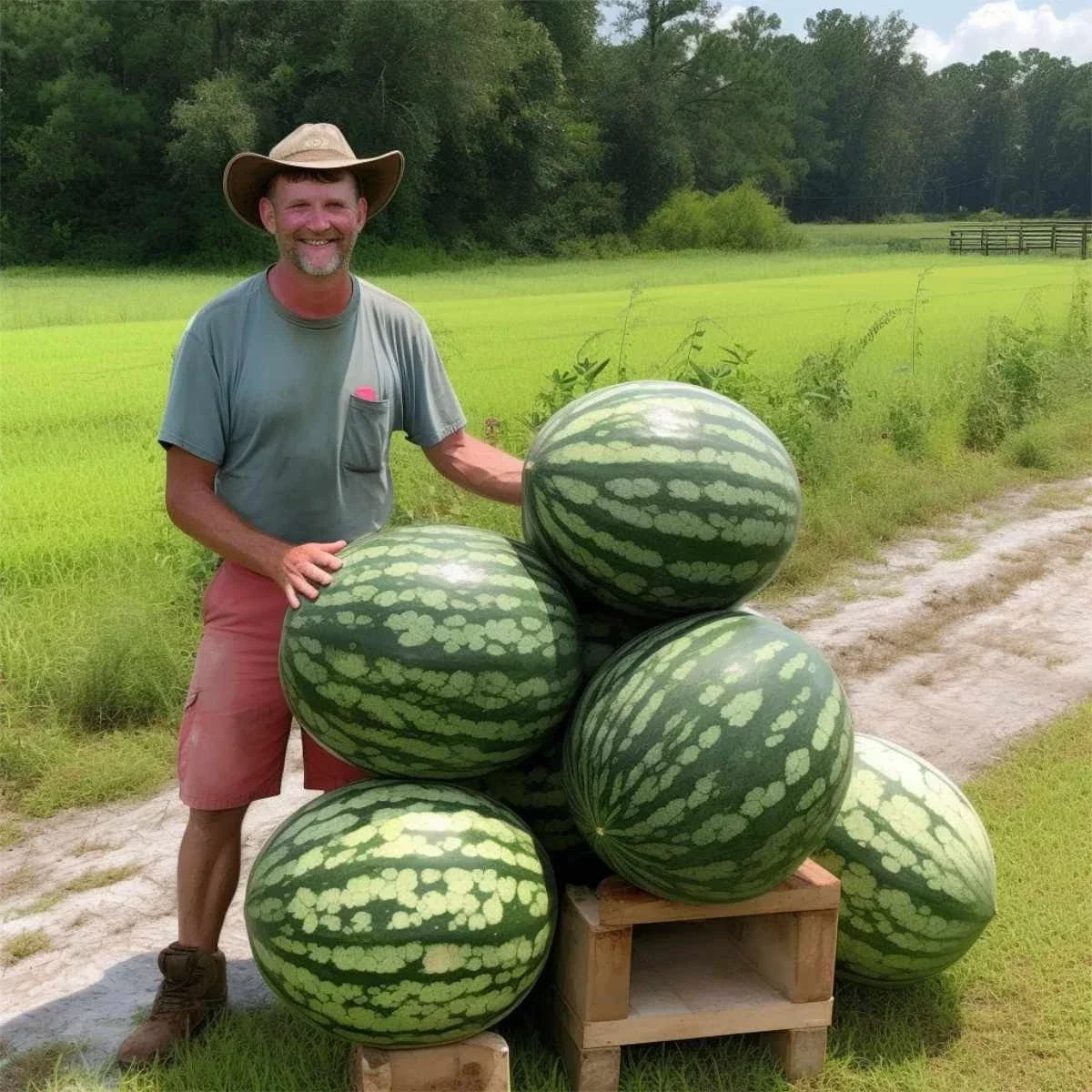 Florida Giant Watermelon Seeds - Heirloom Organic Non-GMO Citrullus lanatus, Large Juicy Melons, 24 Seeds