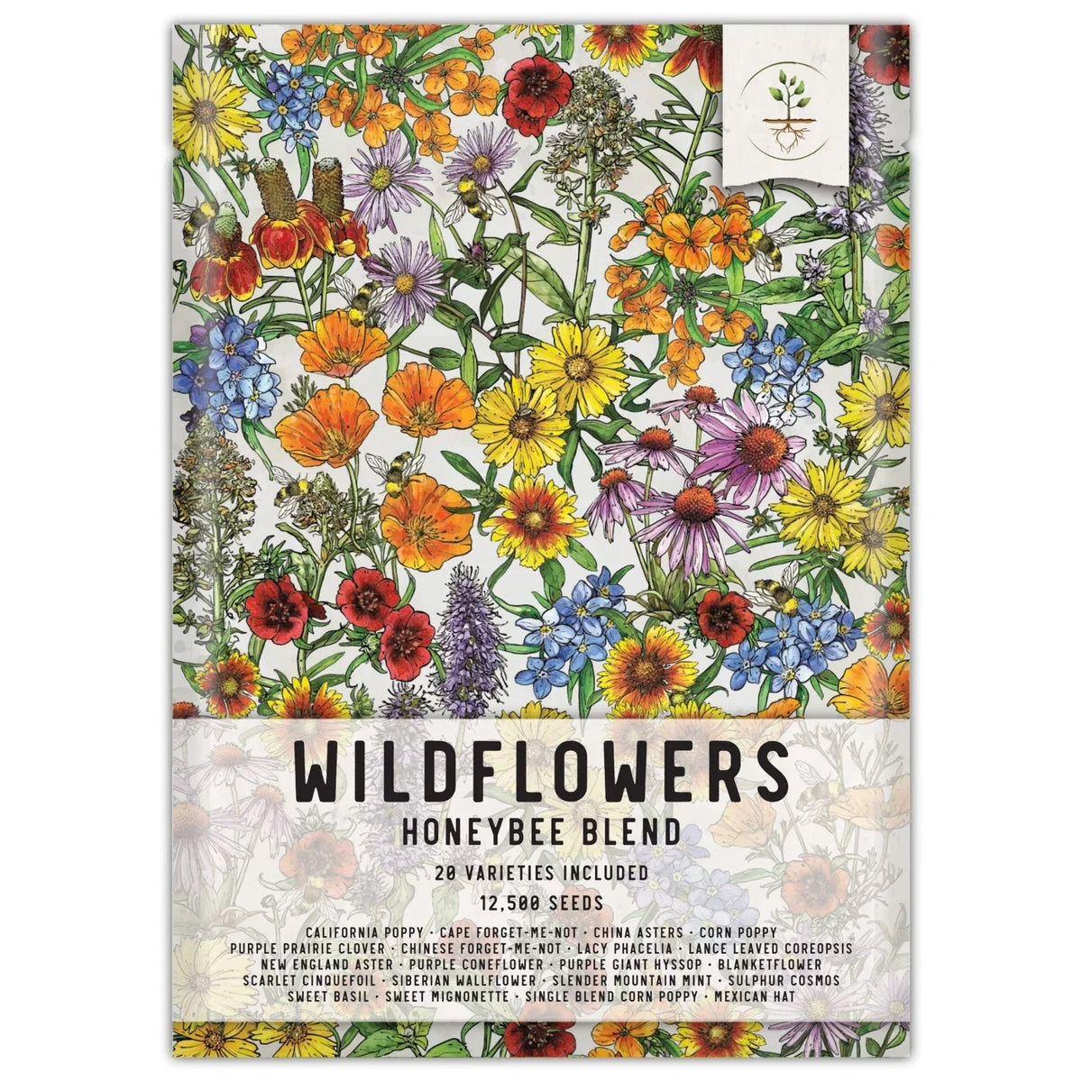 Bulk Wildflower Seeds - Honey Bee Mix, 12500 Seeds for Pollinator Gardens, Eco-Friendly, Full Sun, Natural Landscaping