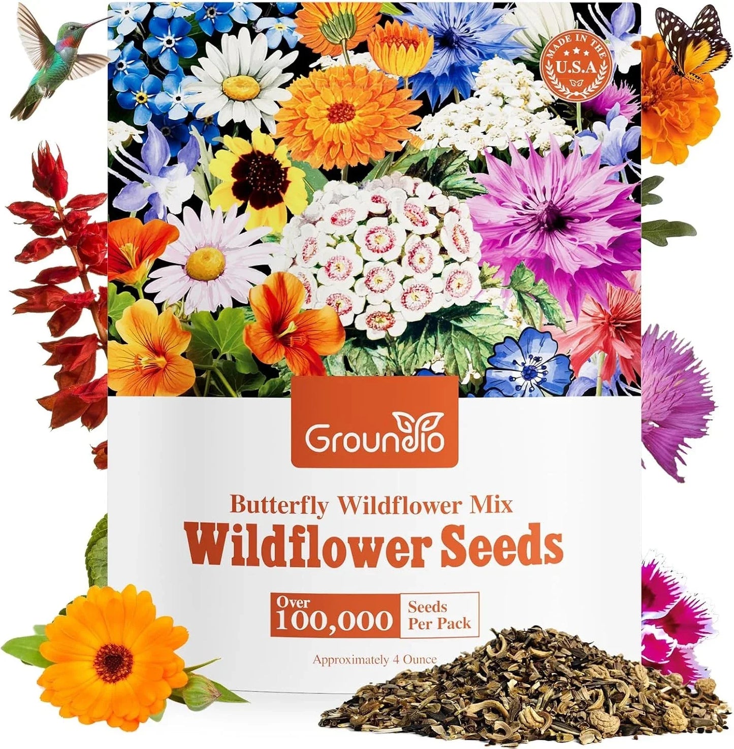 Bulk Perennial Wildflower Seeds 1/4 lb Mix of 26 Native Varieties for Pollinator Gardens, Eco-Friendly Landscaping